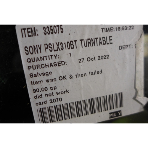 3063 - Sony Turntable - PSLX310BT.CEK,  Original RRP £149.99 + vat   (281-82)   * This lot is subject to va... 