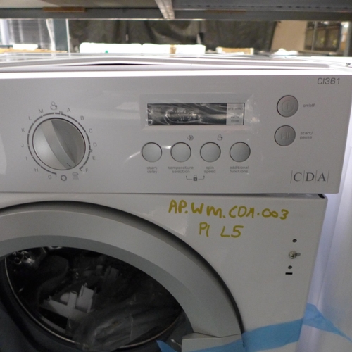 3106 - CDA Fully Integrated Washer (6kg) - MISSING LIQUID DRAW/BROKEN DOOR -  H825xW595xD540 - model no CI3... 