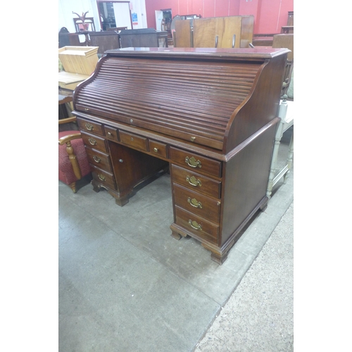 206 - A Victorian style hardwood tambour roll top desk