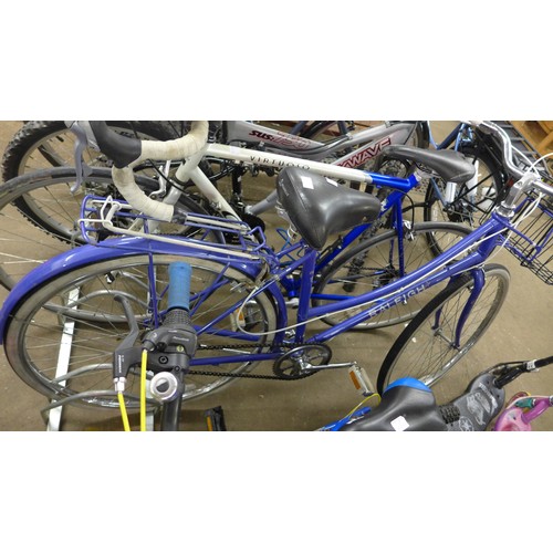 2190 - Raleigh Caprice women's sit up and beg purple shopper bicycle/bike with basket and original mudguard... 