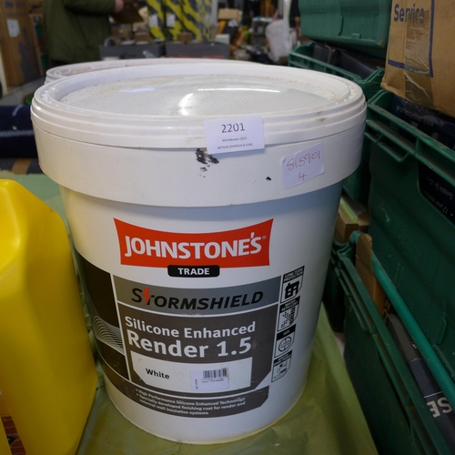 2250 - Two 25kg tubs of Johnstones Trade Stormshield White Silicone Enhanced Render RRP £79.99 per tub Plus... 