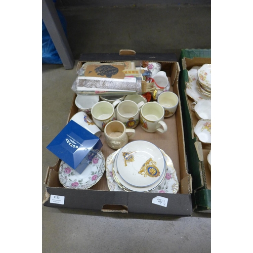 1153 - A collection of china including a tea set, Royal Crown Derby Posies, Royal commemorative ware etc. *... 