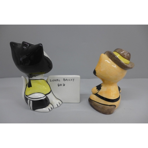 625 - Two Lorna Bailey cat figures, The Duke and Cat with Sign and Signature