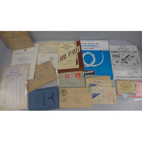 635 - Ephemera including German field post envelopes, ration books, RAMC training pamphlet, etc.