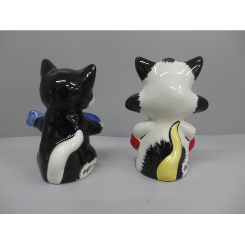 638 - Two Lorna Bailey cat figures; Pikey Cat and one other