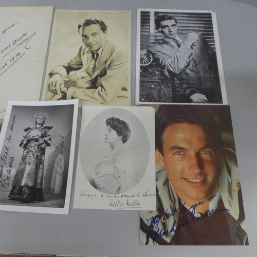 643 - Autograph selection; vintage actors including William Holden, some facsimile