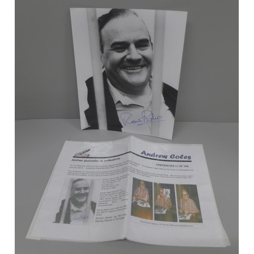 644 - A Ronnie Barker signed photograph with COA