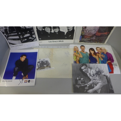 645 - Pop music autograph selection including Paul Rodgers (Free), Craig David, Steps, etc.