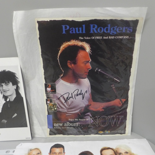 645 - Pop music autograph selection including Paul Rodgers (Free), Craig David, Steps, etc.