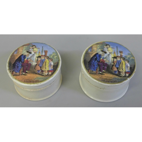 651 - Two circa 1900 paste pots, Volunteers