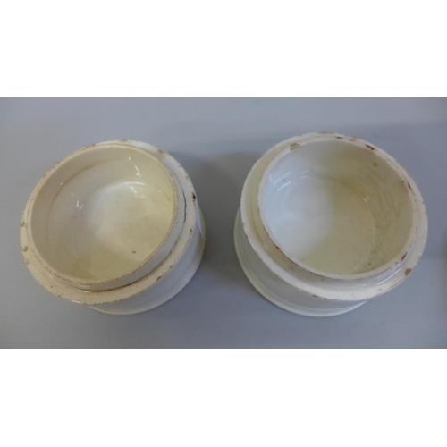 651 - Two circa 1900 paste pots, Volunteers