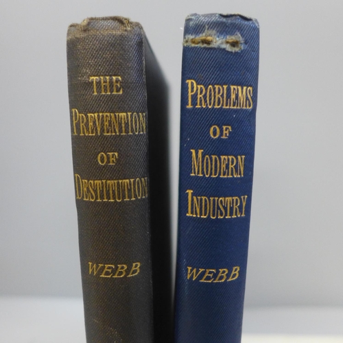 657 - Hardback books by Sidney and Beatrice Webb with signed letter; The Prevention of Destitution (Longma... 