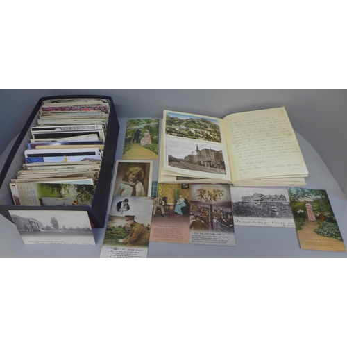 663 - A collection of over 300 early to mid 20th Century postcards with handwritten journal of Trip to Sic... 