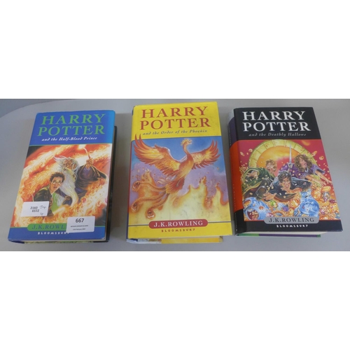 667 - Three Harry Potter books, all first editions