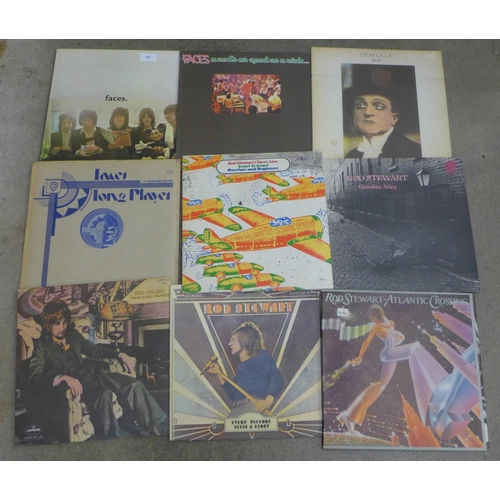 679 - A collection of nine LP records including The Faces and early Rod Stewart, etc.