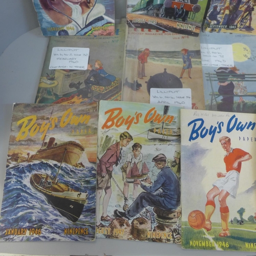 689 - 1940's Boy's Own magazines and 1940's Lilliput magazines, fifteen in total