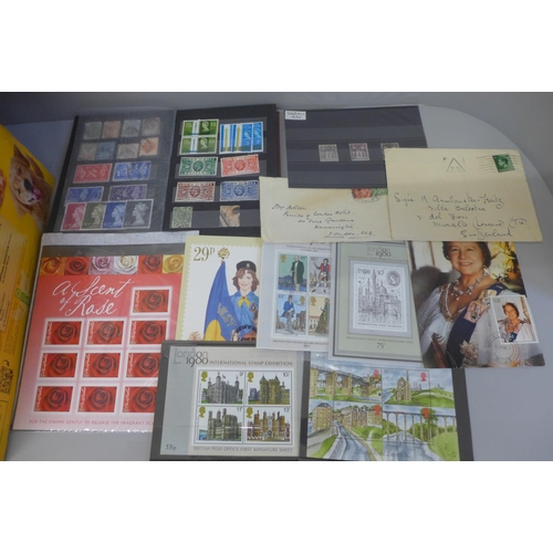 716 - Stamps; a box of stamps, covers, etc.