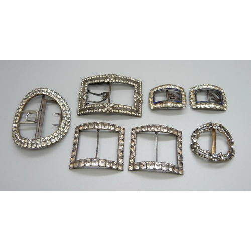 957 - A collection of 19th Century buckles, including two pairs, some a/f
