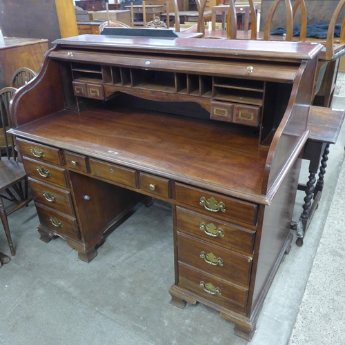 206 - A Victorian style hardwood tambour roll top desk