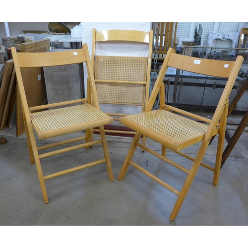 268 - Three beech folding chairs