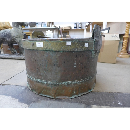 287 - A 19th Century French copper log bin