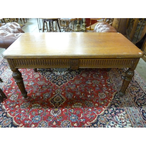 30A - A Victorian oak two drawer library table