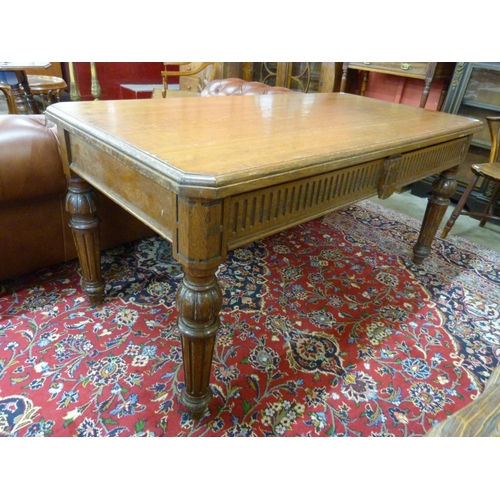 30A - A Victorian oak two drawer library table