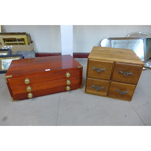 326 - An oak four drawer table top chest and one other