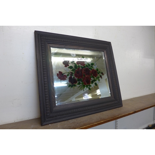 336 - A Victorian painted oak mirror