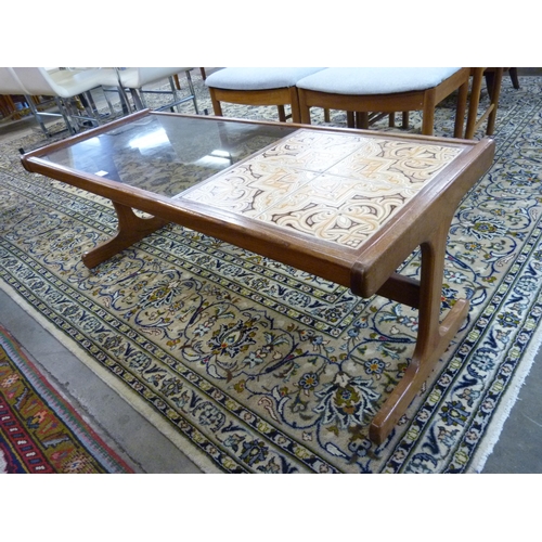 83 - A G-Plan Fresco teak, glass and tiled top coffee table