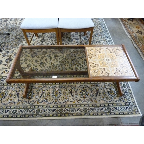 83 - A G-Plan Fresco teak, glass and tiled top coffee table