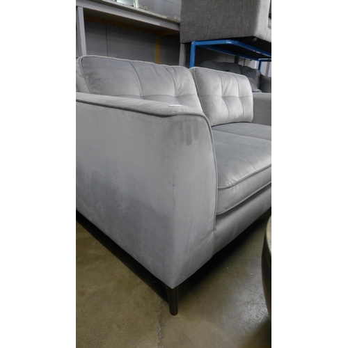 1455 - An aluminium velvet three and four seater sofa