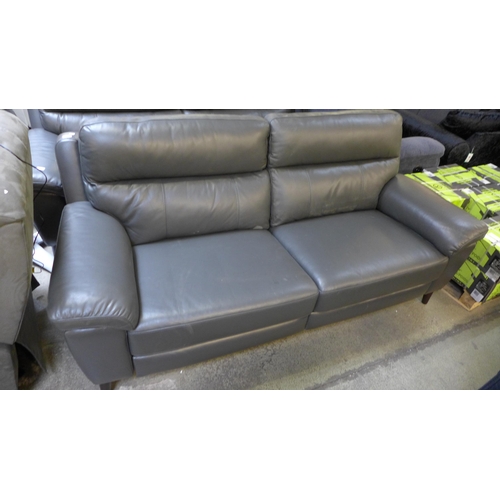 1484 - Grace Grey Leather 2.5 Seat power Recliner sofa, Original RRP - £891.66 + VAT - marked (4161- 7) *Th... 