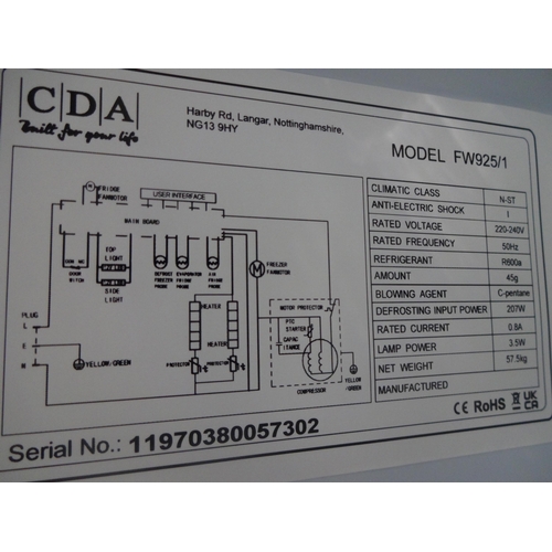 3155 - CDA 50/50 Integrated Fridge Freezer (Frost Free) DAMAGED DOOR & INTERNAL GLASS SHELVES H1772xW540xD5... 