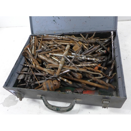 2037 - Metal box, assortment of drill bits