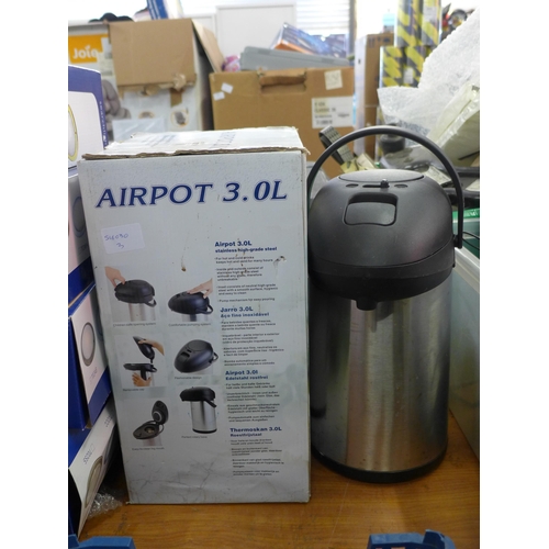 2074 - Two Airpot 3.0L stainless steel catering flasks