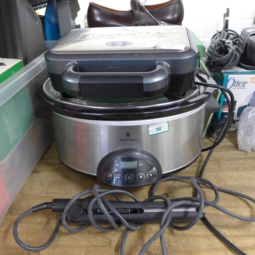 2124 - Breville slow cooker, Breville sandwich maker and hair tongs