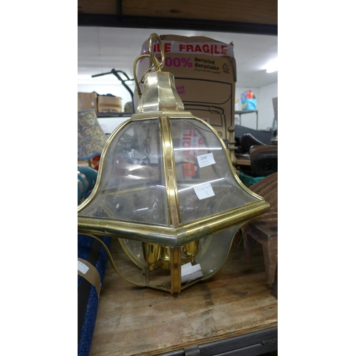 2240 - Hanging yellow metal lantern style ceiling light