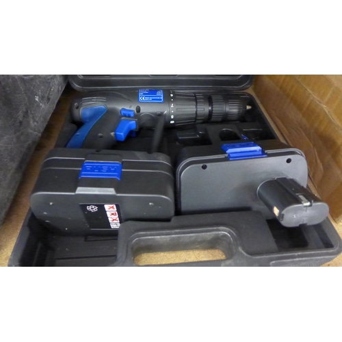 2268 - Job lot of power tools: Dewalt & Makita cordless drills, cased Belota 650mm tile cutter and Senco Du... 