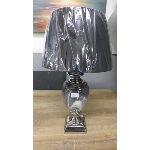 1315 - A black marble effect urn table lamp with black shade, H 62cms (LT057M28)   #