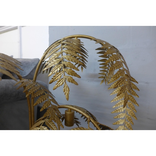 1345 - A gold floor standing palm tree lamp