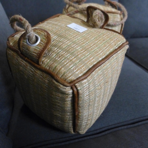 1383 - A pair of raffia cube door stops - M21506 * this lot is subject to VAT