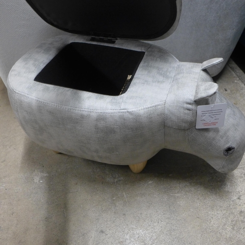 1456 - A grey fabric upholstered footstool/ottoman in the form of a hippo - CY80071 * this lot is subject t... 