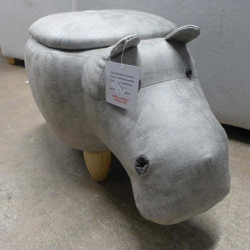 1456 - A grey fabric upholstered footstool/ottoman in the form of a hippo - CY80071 * this lot is subject t... 