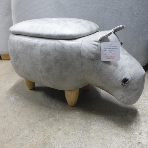 1456 - A grey fabric upholstered footstool/ottoman in the form of a hippo - CY80071 * this lot is subject t... 