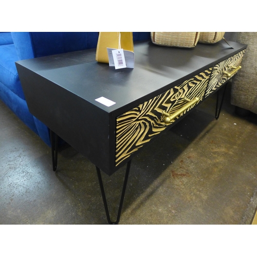 1478 - A two drawer zebra print coffee table