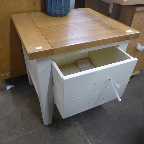 1498 - A white painted and oak single drawer side table/bedside chest - LANB007V * this lot is subject to V... 