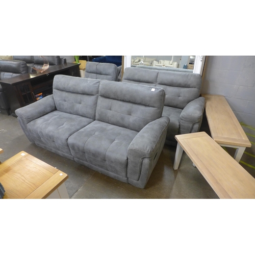 1499 - A manual reclining three seater sofa, fixed back two seater sofa and electric reclining armchair, al... 