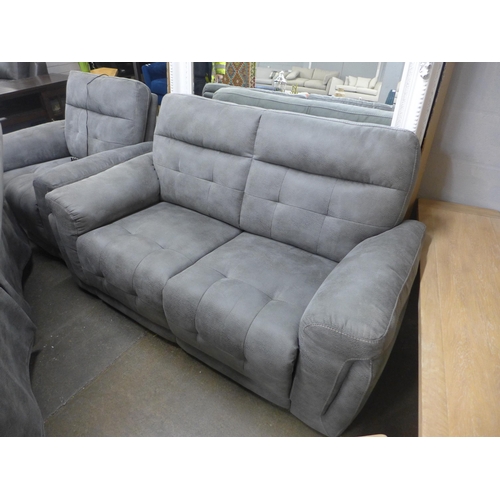 1499 - A manual reclining three seater sofa, fixed back two seater sofa and electric reclining armchair, al... 