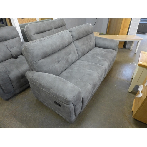 1499 - A manual reclining three seater sofa, fixed back two seater sofa and electric reclining armchair, al... 